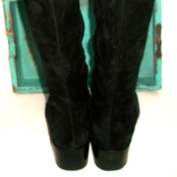 Aquatalia Ricarda Tall Black Suede Weatherproof Low Heel Boots 8.5M MSRP $650EUC - Picture 5 of 10